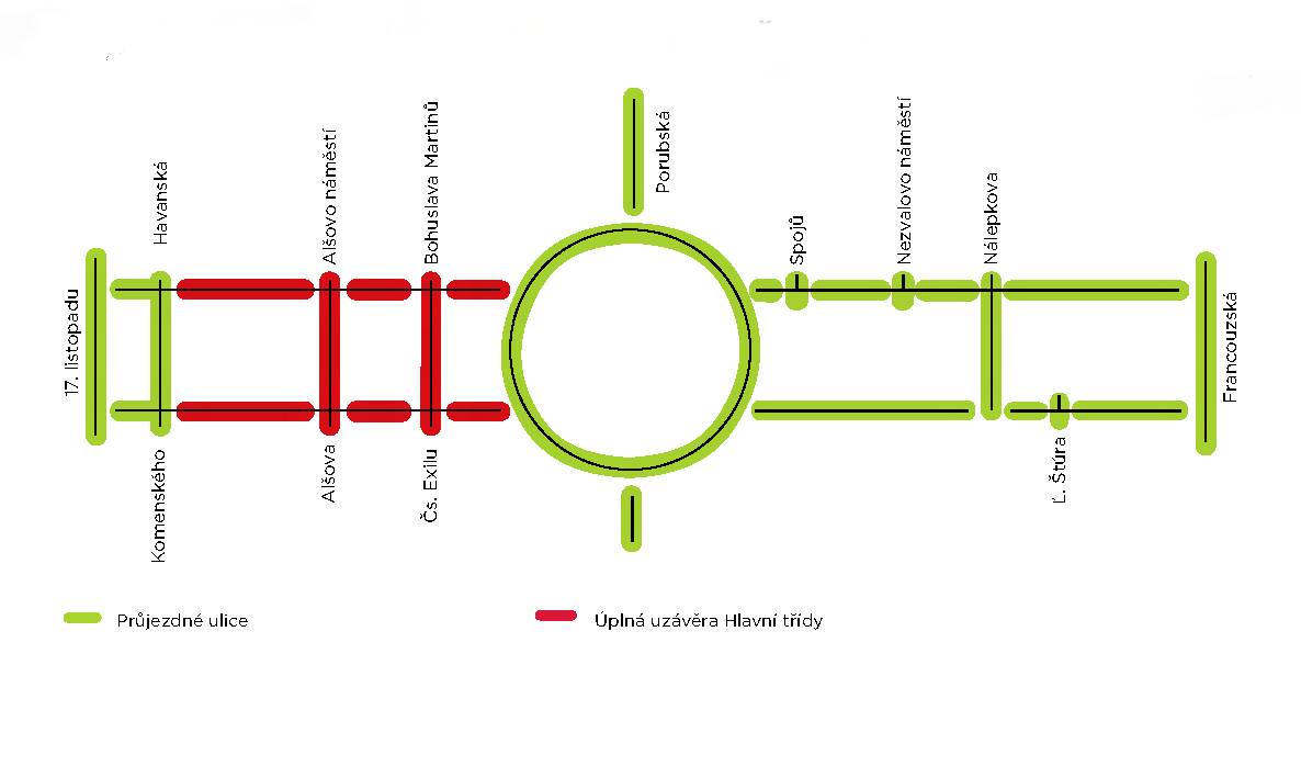 V neděli 30. listopadu bude Hlavní třída v úseku od kruhového objezdu po ulice Havanská a Komenského uzavřena, a to od 14 do 20 hodin. Důvodem je slavnostní rozsvícení vánočního stromu (více zde) a oficiální zahájení vánočního jarmarku. Autobusové linky pojedou v době uzavírky po objízdných trasách (více na www.dpo.cz).