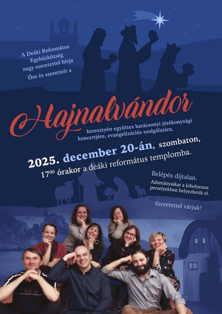 2025. 12. 20. kezdés 17.00 óra  Deáki református templom
