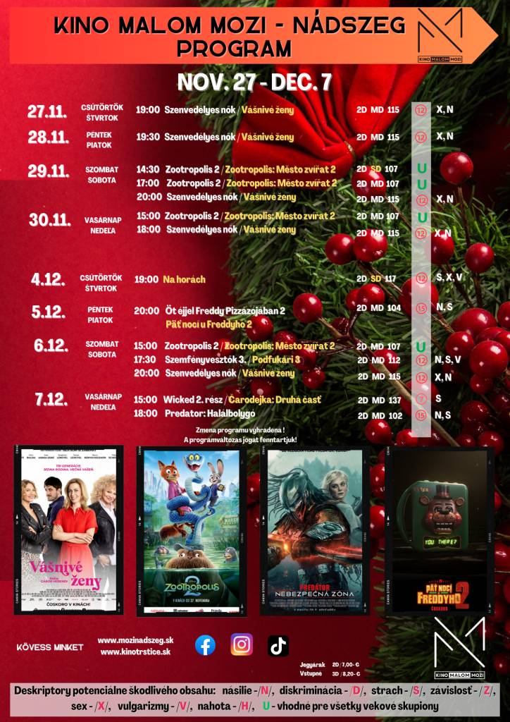 KINO MALOM MOZI NÁDSZEG (TRSTICE) - PROGRAM