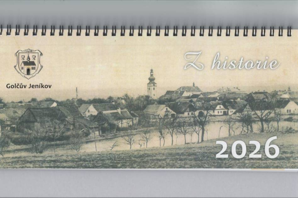 Dnešním dnem byl zahájen prodej kalendářů města Golčův Jeníkov na rok 2026. Letošní rok se kalendář skládá z historických fotografií Golčova Jeníkova. Zájemci si mohou kalendář zakoupit na městském úřadě v kanceláři v přízemí za cenu 95 Kč.