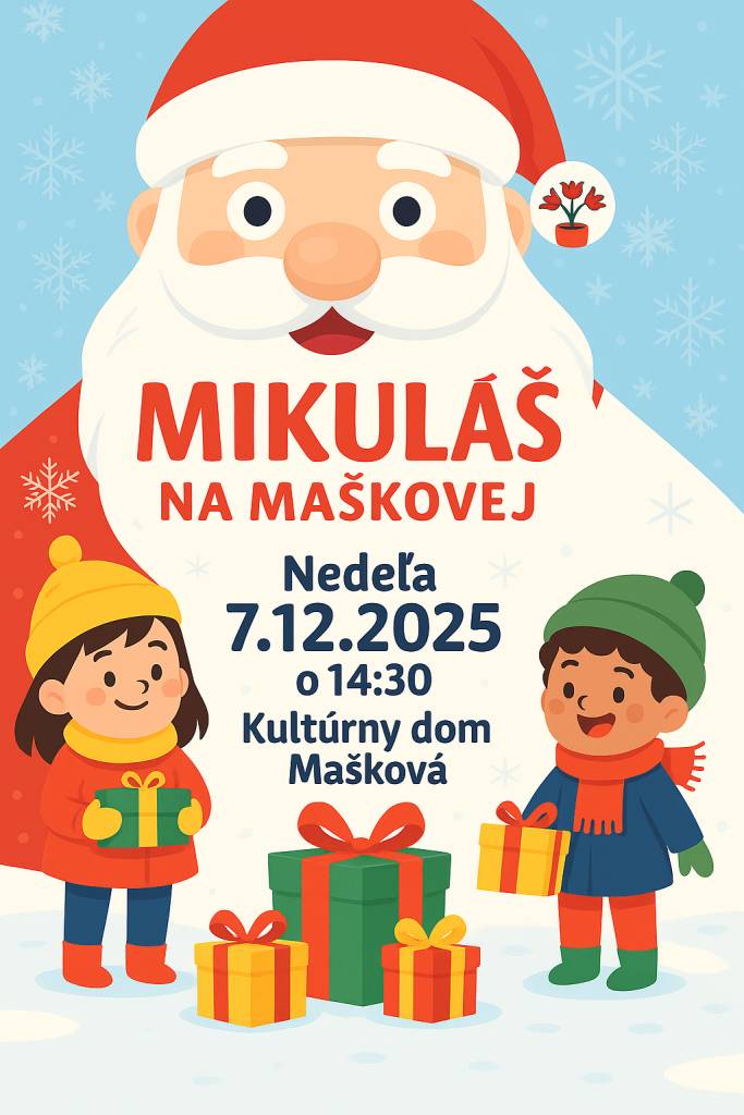 Dňa 7. decembra 2025 (v nedeľu) o 14.30 h príde Mikuláš!  Srdečne pozývame všetkých na toto stretnutie, ktorí si chcú užiť predvianočnú atmosféru.