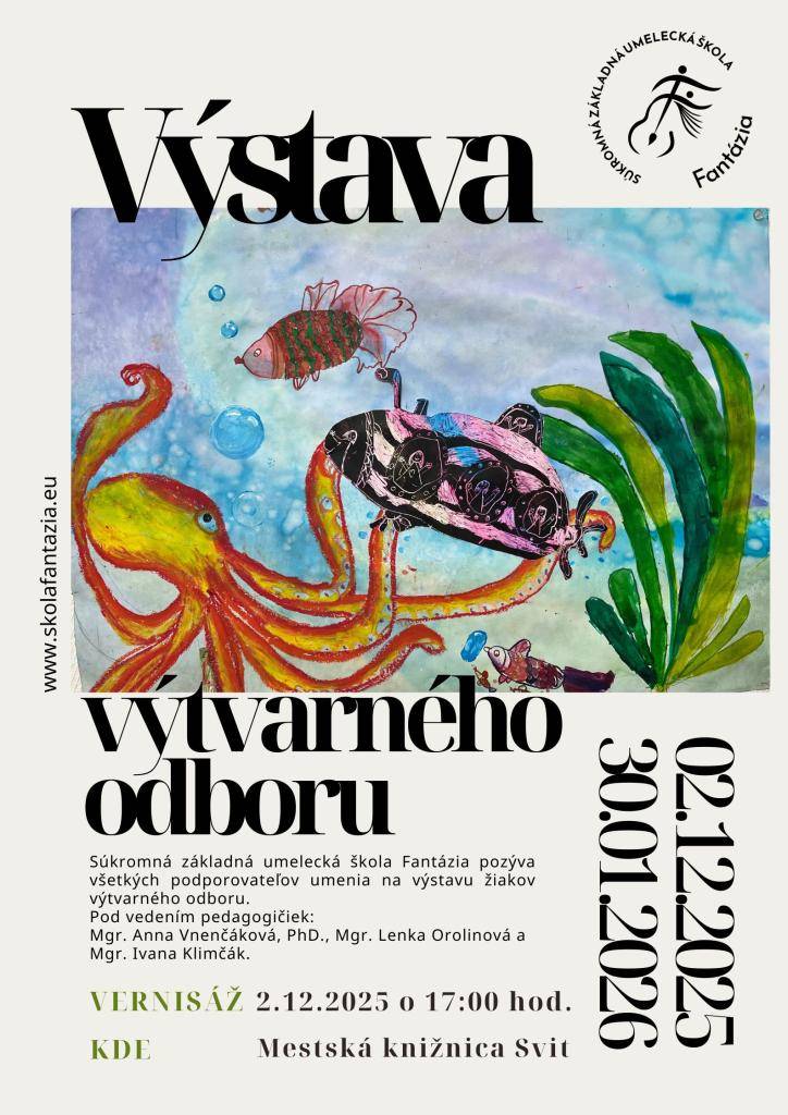 Pozývame vás na výstavu výtvarného odboru SZUŠ Fantázia v Metskej knižnici vo Svite.