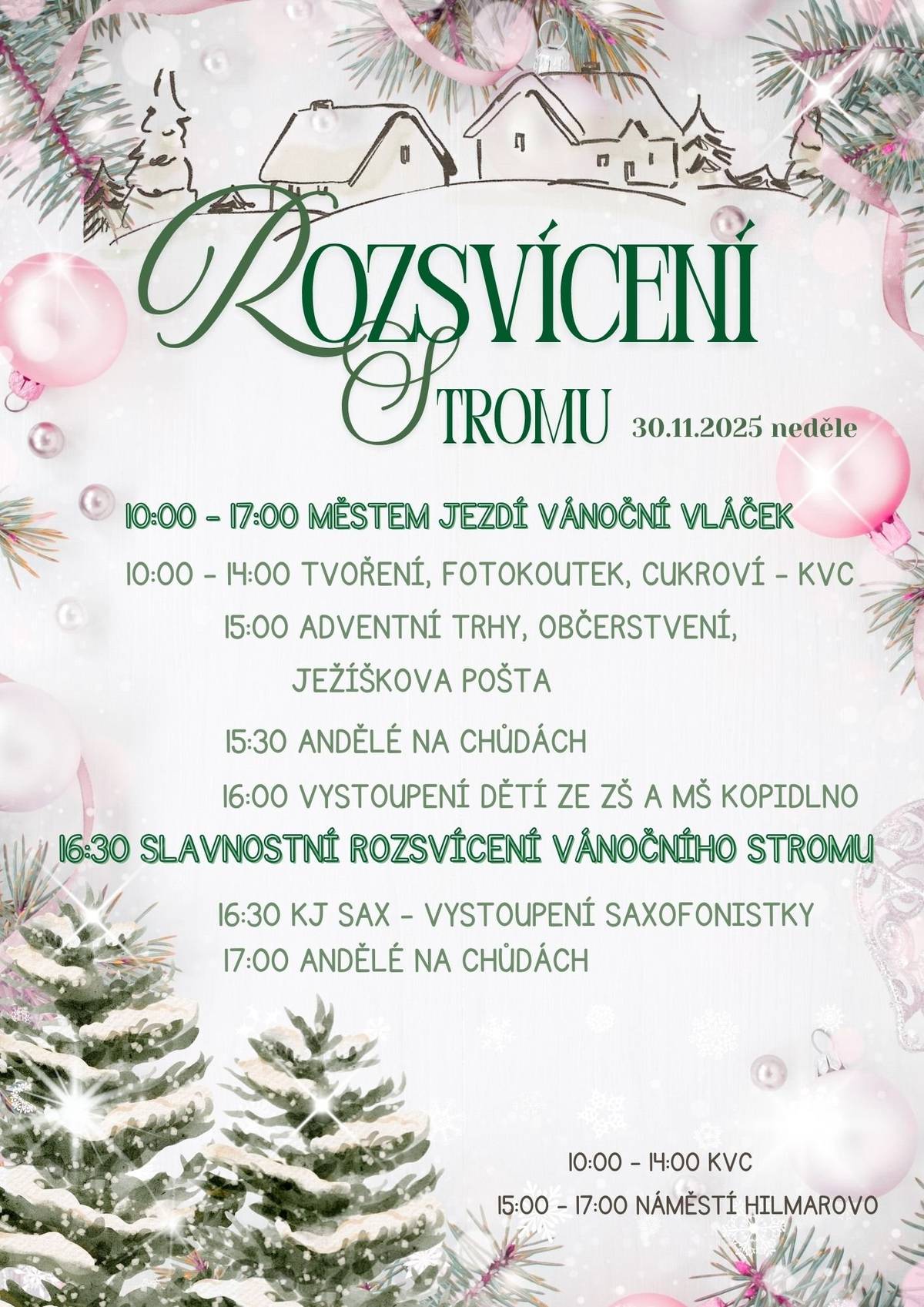 Se začátkem adventu vás srdečně zveme na rozsvícení našeho krásného vánočního stromu! 🌟