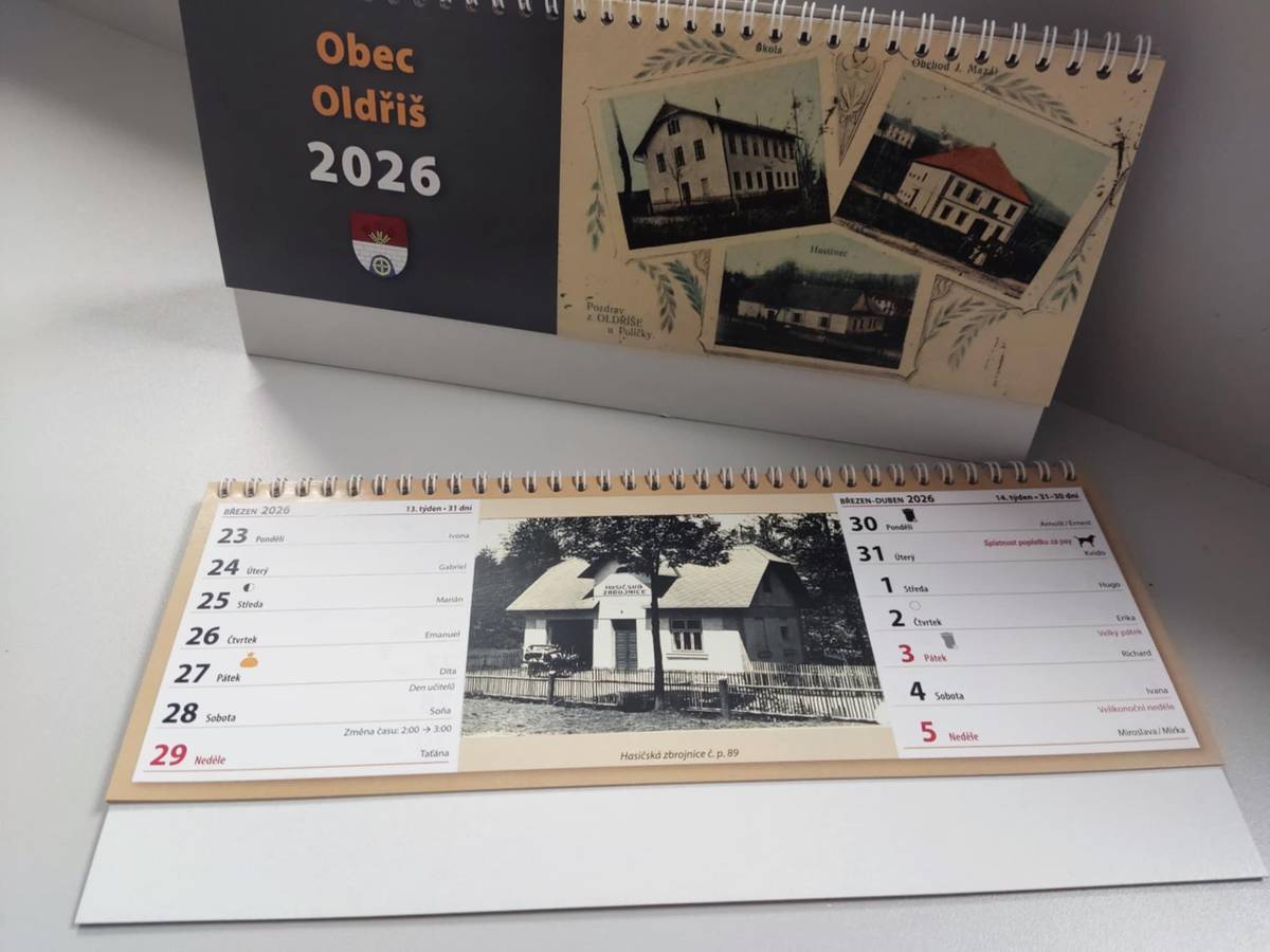 Občané, kteří si objednali stolní kalendáře obce na rok 2026, si je můžou přijít vyzvednout na OÚ. V kalendářích jsou zaznamenány termíny svozů odpadu, termíny splatností poplatků a plánovaných akcí. Tématem letošních kalendářů jsou fotografie z kroniky obce s popisky. Cena kalendáře je 110,- Kč.