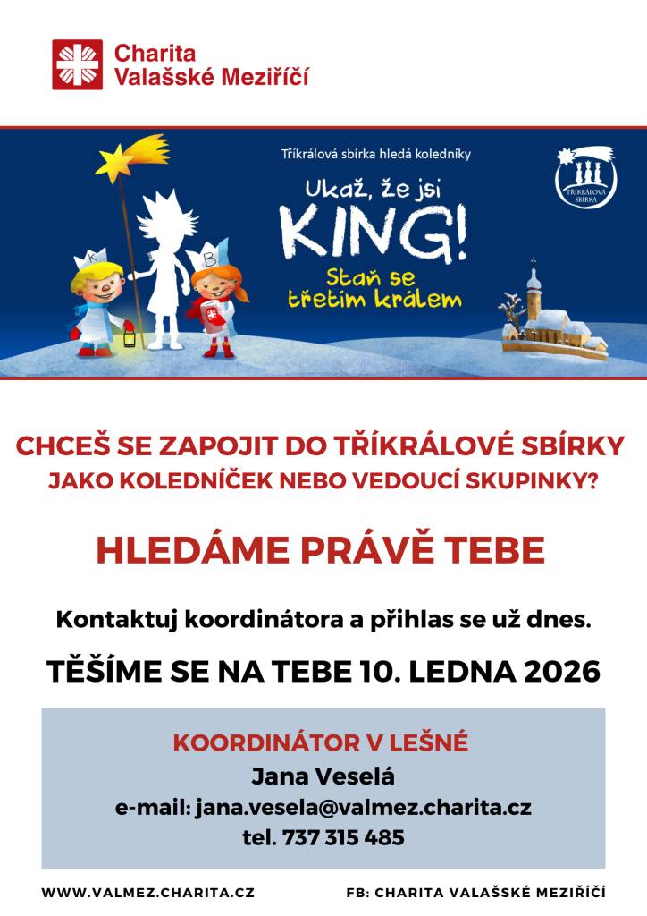 kontaktuj koordinátora paní Janu Veselou: tel. 737 315 485  e-mail: jana.vesela@valmez.charita.cz