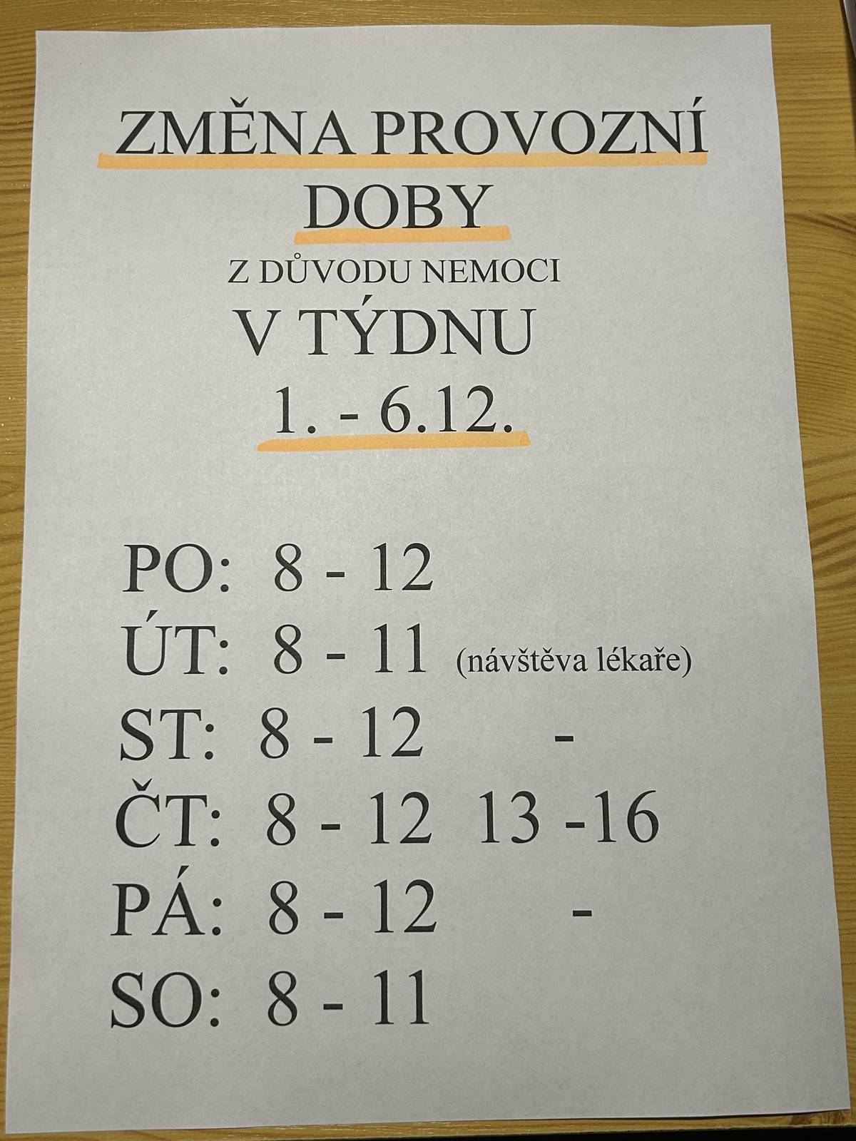 Lékárna U Anděla hlásí změnu otevírací doby na tento týde