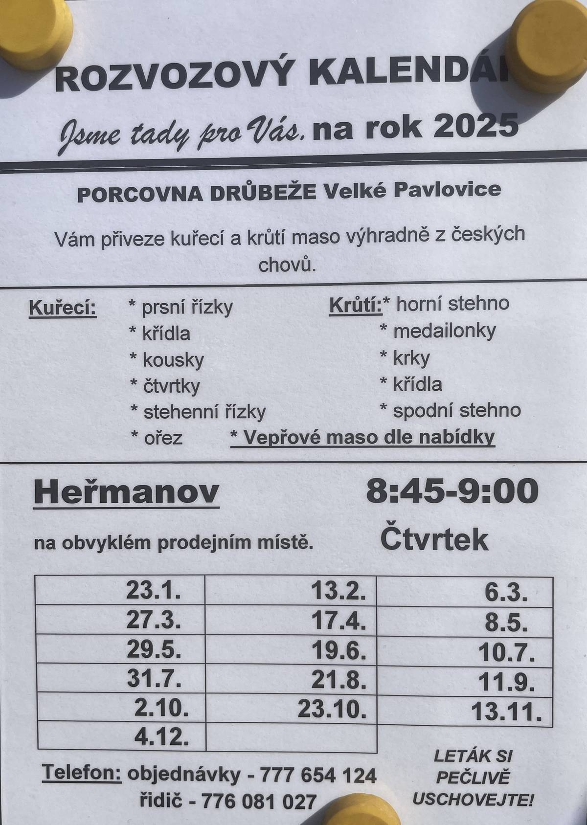 Ve čtvrtek 4.12. od 8:45 - 9:00 před obecním úřadem