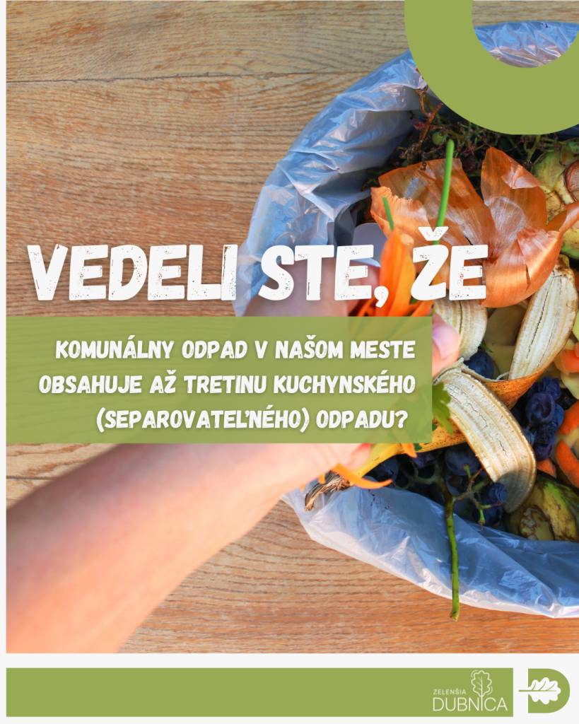 Vedeli ste, že až tretinu komunálneho odpadu tvorí kuchynský (separovateľný) odpad? Pri jeho správnej separácii by sa množstvo komunálu znížilo o približne 30 %. Samospráva preto spúšťa pilotný zber kuchynského odpadu.