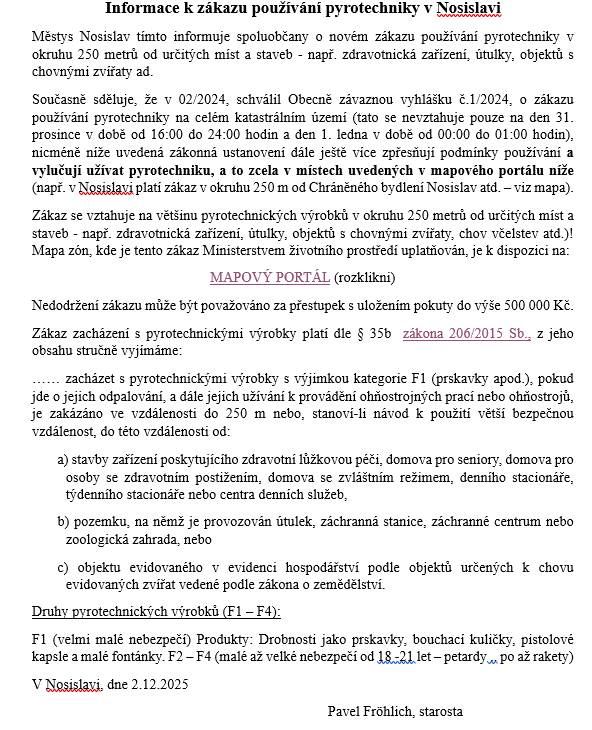 zpřesňující informace k zákazu pyrotechniky