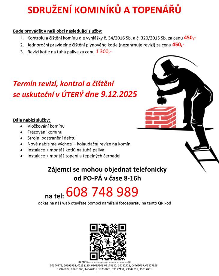 Bude provádět v naší obci služby viz. přoložený letáček.