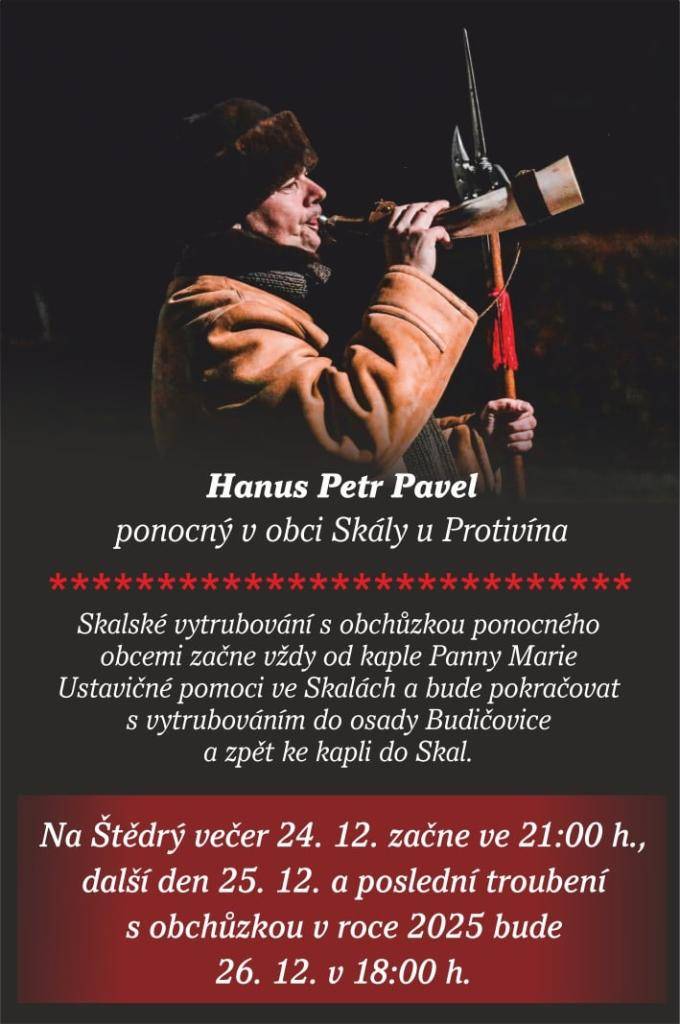 informace o termínech obchůzky ponocným v obci