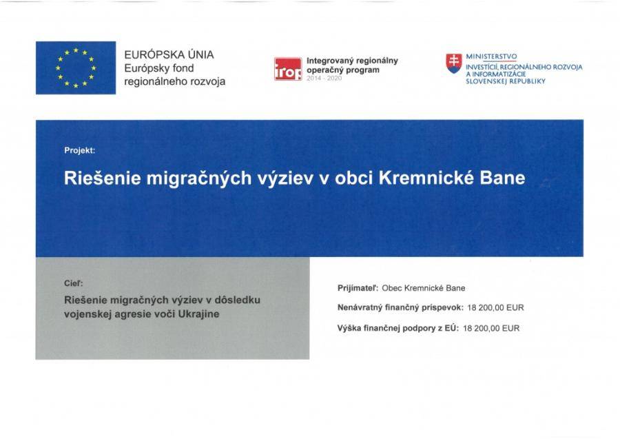 Riešenie migračných výziev v obci Kremnické Bane