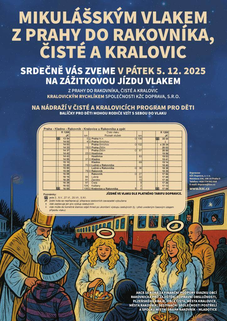 Mikulášská cesta vlakem Z Prahy do Rakovníka, Čisté a Kralovic.