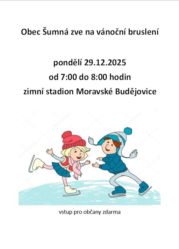 29.12.2025 od 7:00 do 8:00   zimní stadion Moravské Budějovice