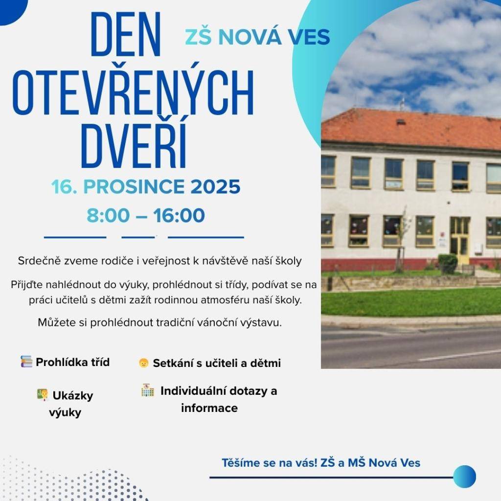 Pozvánka - Den otevřených dveří ZŠ Nová Ves