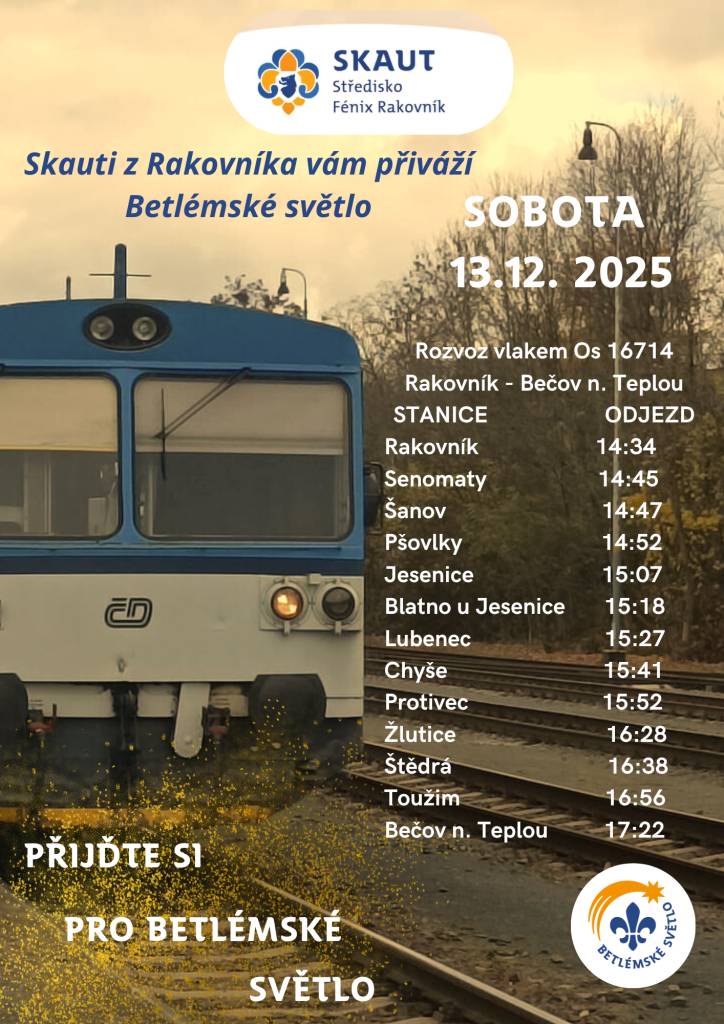 - sobota 13.12.2025  - vlakové nádraží Senomaty 14:45 hodi