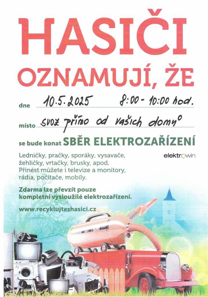 Sběr vysloužilých elektrozařízení- 10. 5. 2025
