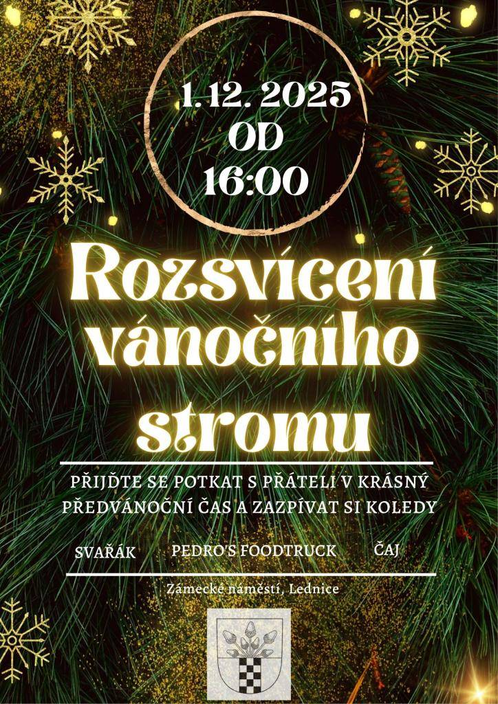V pondělí 1. 12. 2025 od 16:00 hodin provoní Zámecké náměstí vůně svařáku a rozezní se koledy. Přijďte s námi nasát vánoční atmosféru a rozsvítit stromeček.