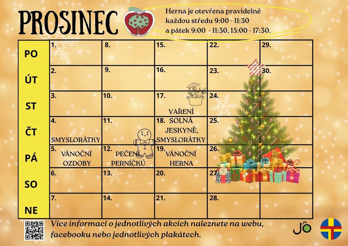 Rodinné centrum Jablíčko zveřejňuje program akcí na prosinec.