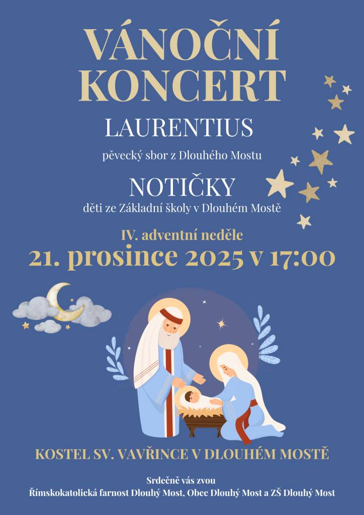 V neděli 21. 12. se v kostele sv. Vavřince uskuteční společný vánoční koncert dětského sboru Notičky ze ZŠ Dlouhý Most a sboru Laurentius. Srdečně Vás zveme.