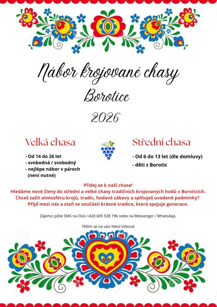 Obec vyhlašuje nábor do krojované chasy.