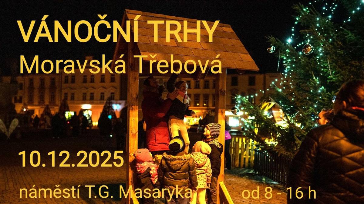 Ve středu 10.12.2025 se konají v Moravské Třebové na náměstí T. G. Masaryka vánoční trhy .  Těšíme se na Vás od  8 do 16 hod.