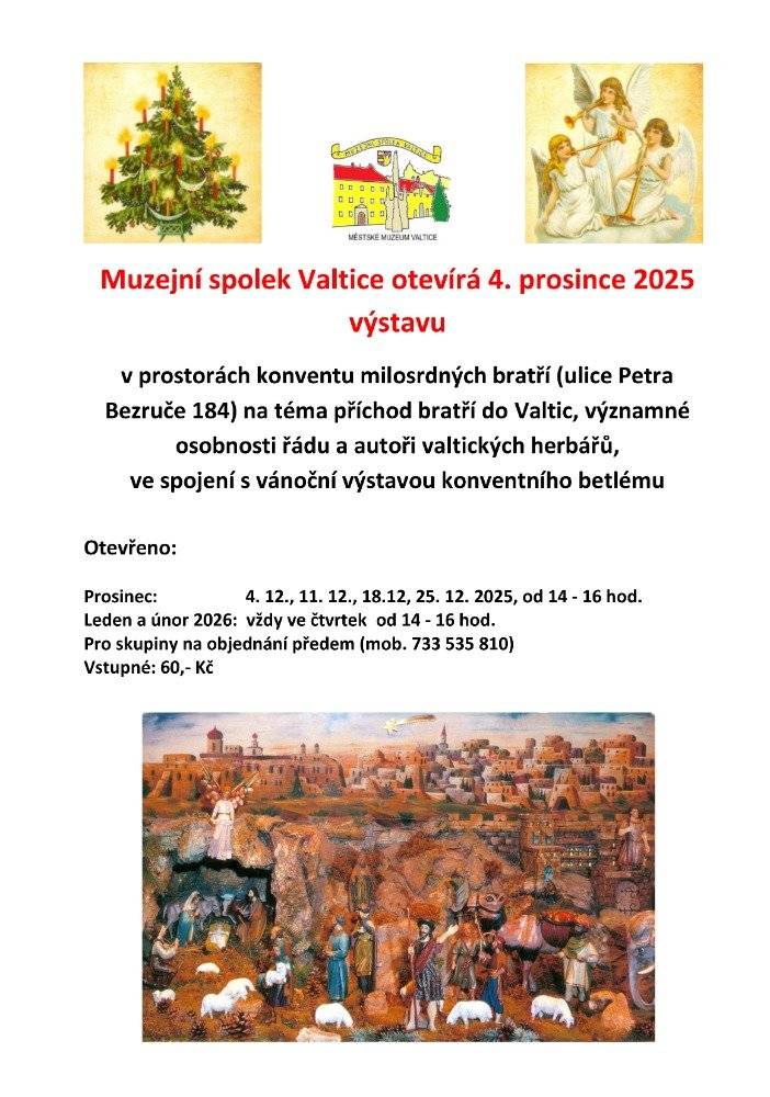 Přijďte se podívat do konventu milosrdných bratří na výstavu pořádanou Muzejním spolkem Valtice. Výstava bude k vidění až do února každý čtvrtek od 14 do 16 hodin.