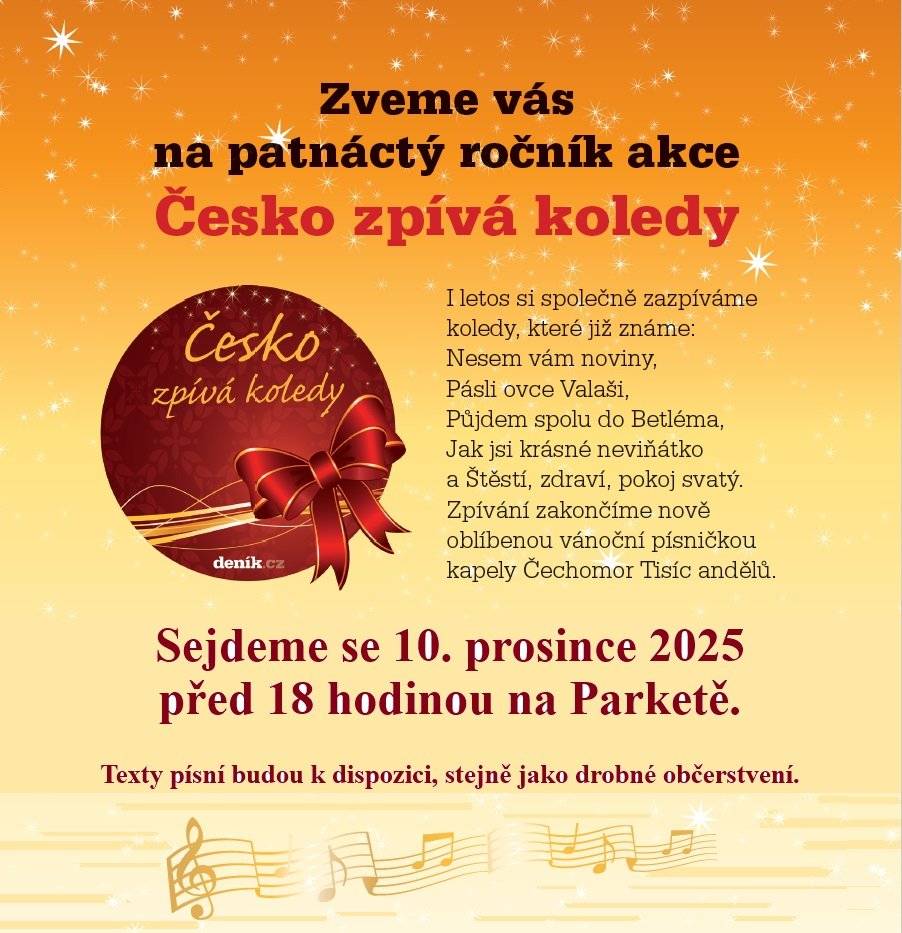 10.12.2025 před 18 hodinou na Parketě - těšíme se. Texty a drobné občerstvení budou k dispozici.