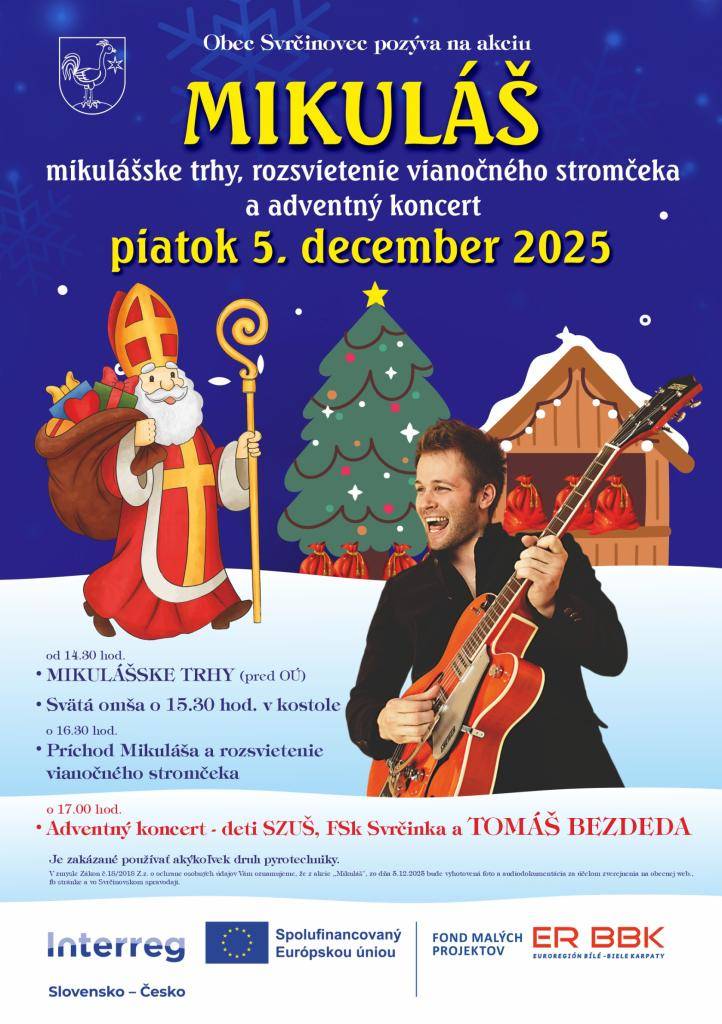V piatok 05.12.2025 Vás srdečne pozývame pred obecný úrad od 14.30 hod na mikulášske trhy a následne na príchov Mikuláša a rozsvietenie vianočného stromčeka...