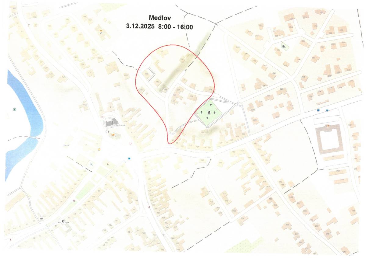 EG.D oznamuje, že ve středu 3.12. od 8.00 - 16.00 hod, nepůjde eletrický proud od myslivny až po bytovku. viz mapka. Děkujeme za pochopení.
