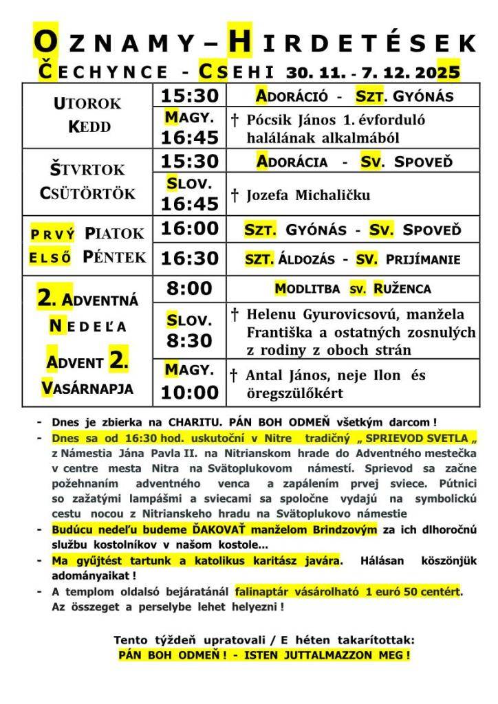 omšový poriadok - miserend