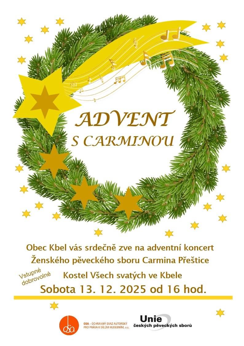 Srdečně Vás zveme na vánoční koncert do kostela.