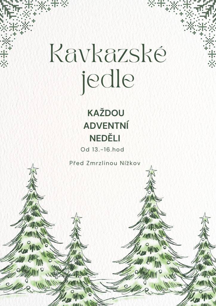 Každou adventní neděli od 13:00 do 16:00 hod.  před Zmrzlinou Nížkov bude probíhat prodej Kavkazských jedlí.
