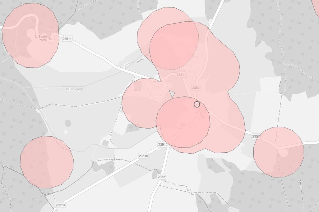 Mapa zón se zákazem v Líšné