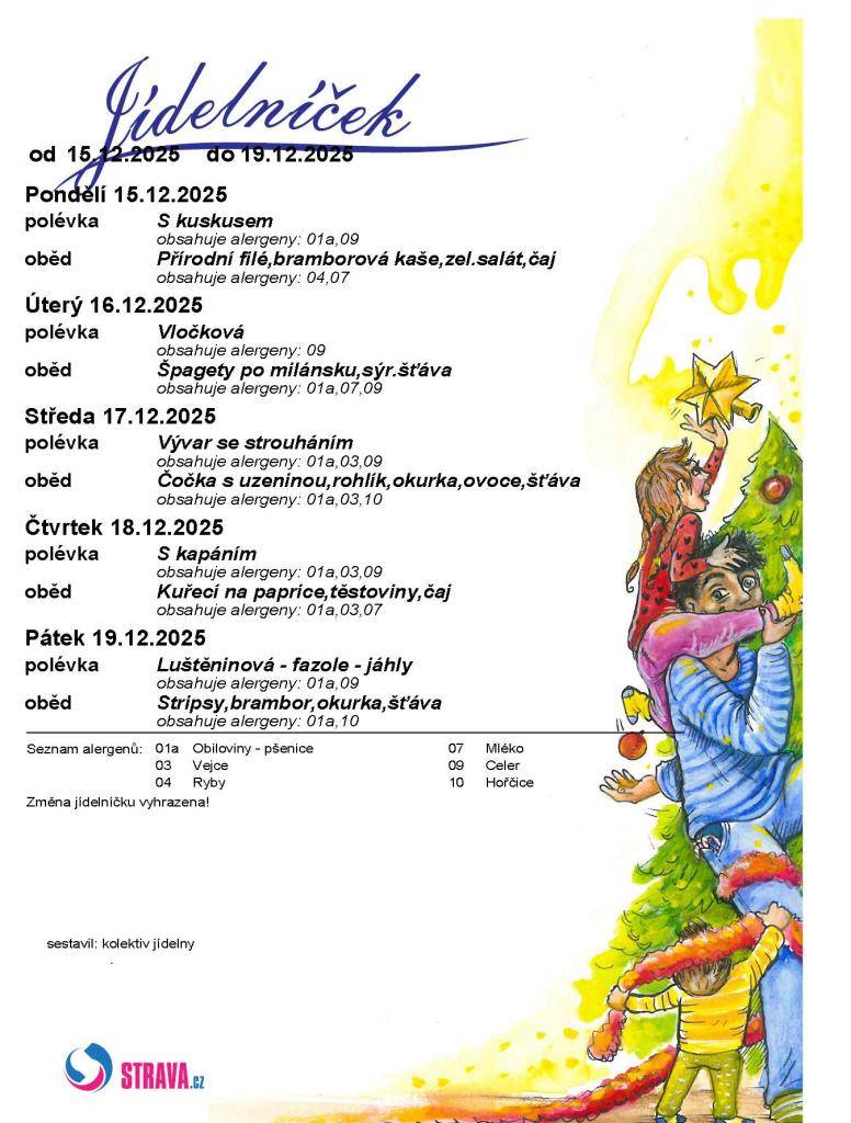 Jídelníček 15. 12. - 19. 12. 2025