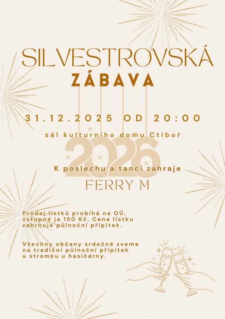 Blíží se okamžik, kdy se ohlédneme za uplynulým rokem a otevřeme dveře tomu novému. Přijďte s námi odpočítat poslední minuty roku 2025 a přivítat půlnoc ve víru zábavy, hudby a dobré nálady.