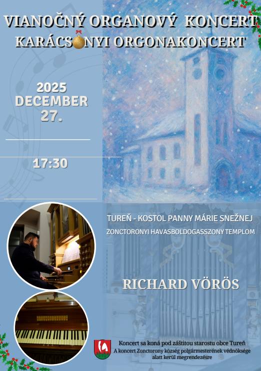 Pozývame Vás zažiť pokojný večer s nezvyčajným – organovým koncertom.