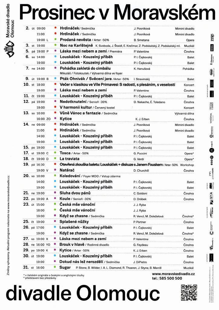 Prosinec v Moravském divadle Olomouc - program
