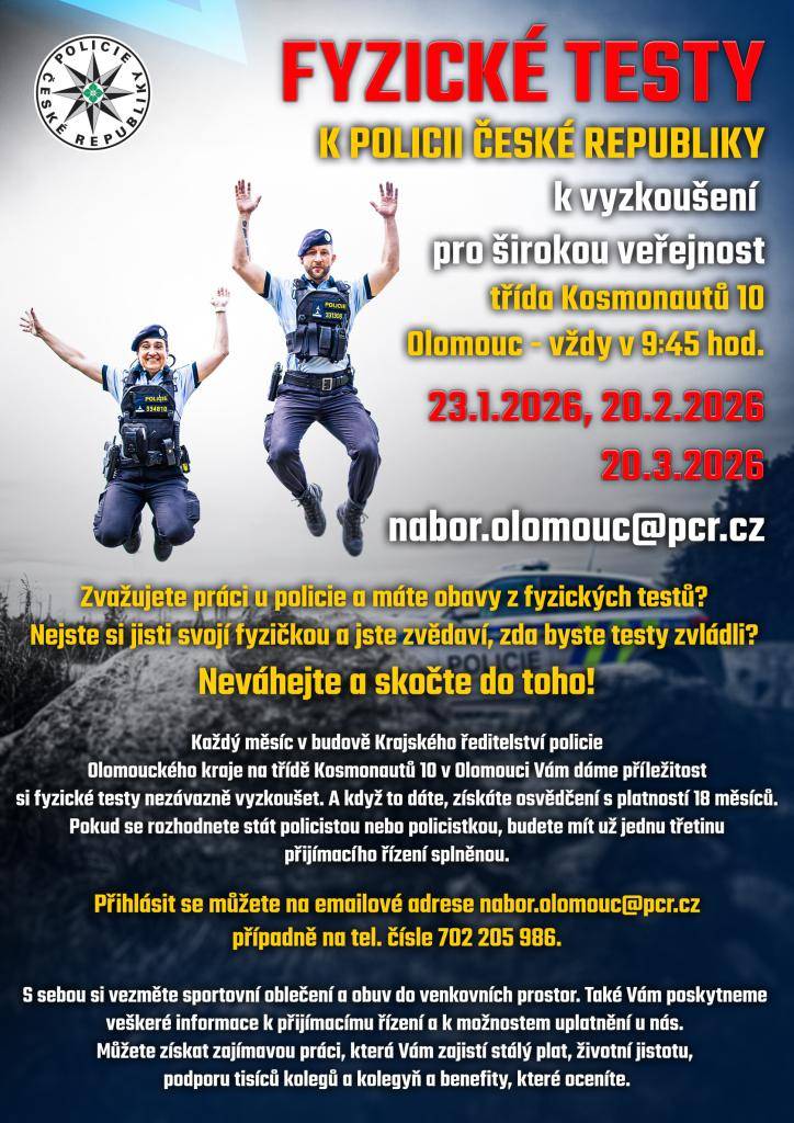 Policie ČR vyhlašuje nábor nových policistů pro územní odbor Šumperk.