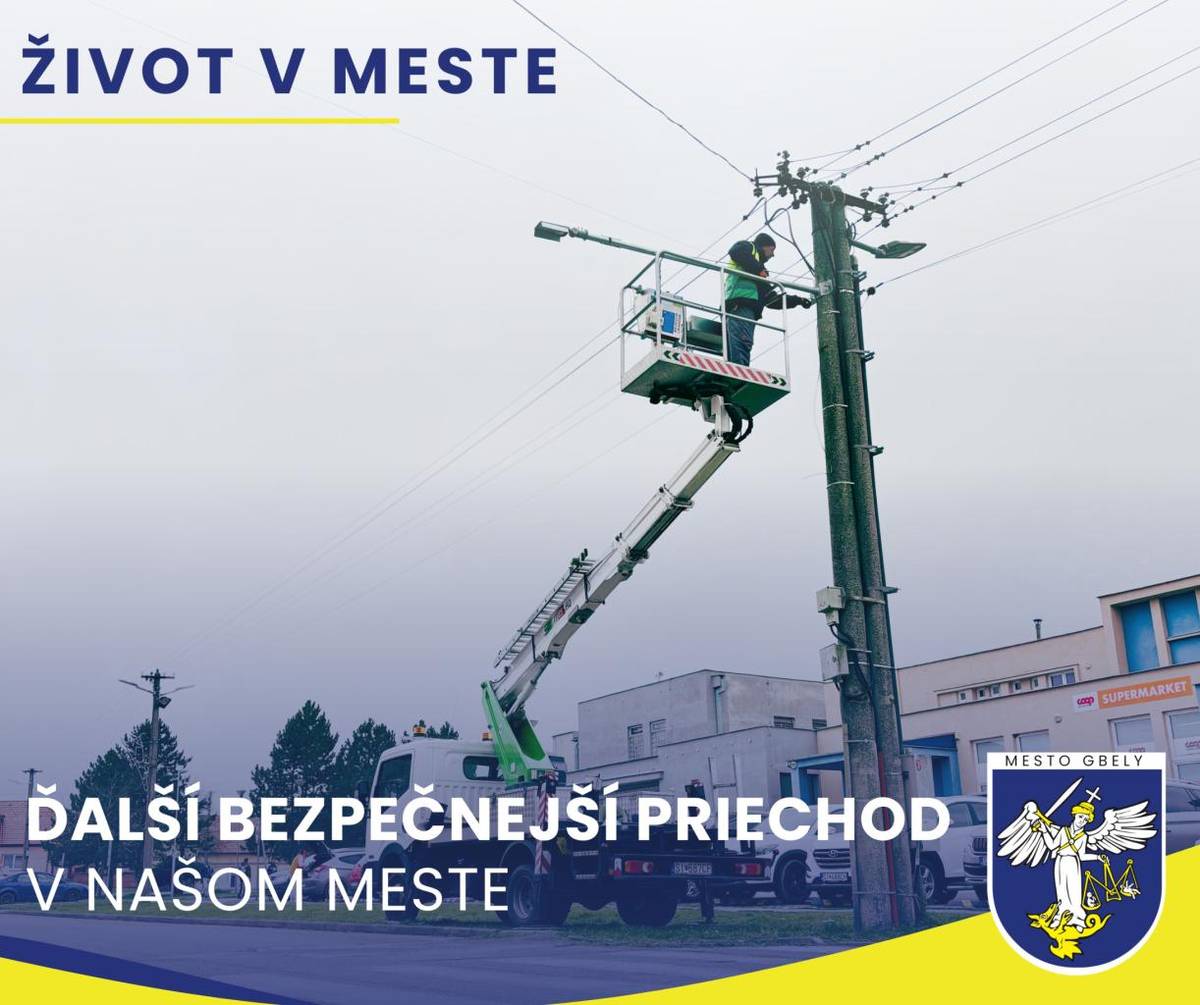 Mesto Gbely informuje občanov, že na priechode pre chodcov pred ZUŠ bola vymenená pôvodná lampa za novú lampu s výložníkom.     Týmto krokom sa zlepšilo osvetlenie a zvýšila bezpečnosť chodcov v tejto frekventovanej lokalite.