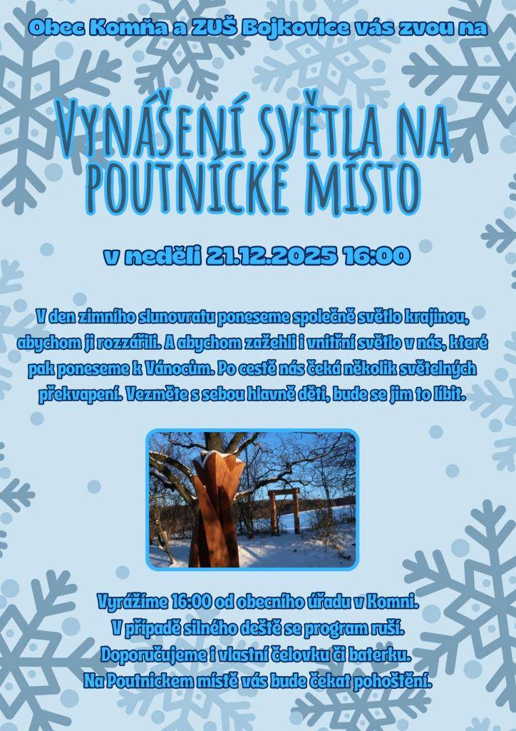 v neděli 21.12. 2025, vyrážíme v 16:00 hod. od OÚ