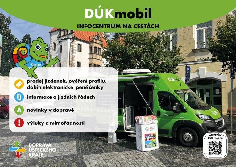 Zítra, 5. prosince bude od 9:00 do 13:00 na náměstí ve Chřibské DÚKmobil.  Dozvíte se informace o změnách v jízdních řádech a novinkách v dopravě Ústeckého kraje.
