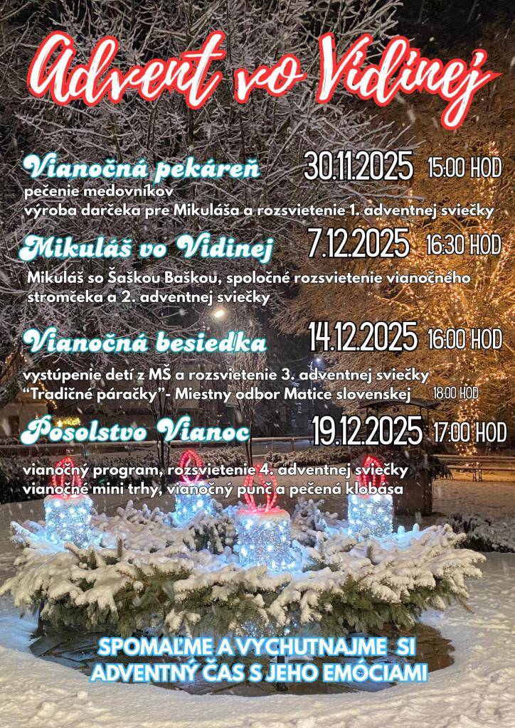 Počas adventu sme si pre vás pripravili zaujímavé podujatia pre celú rodinu.