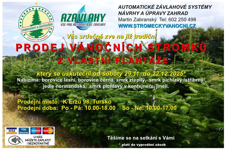 V Tursku se již tradičně koná prodej vánočních stromků. Prodej začne 29.11.2025 a potrvá do 22.12.2025, nebo do vyprodání zásob.  Nabídka zahrnuje různé druhy stromků, takže si každý může vybrat podle svých představ.