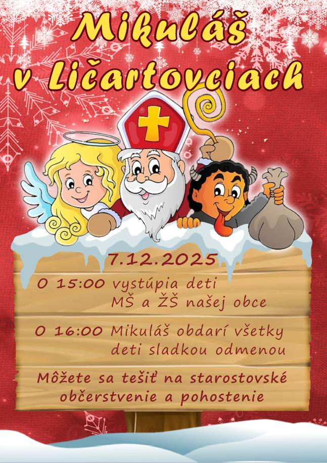 Pozvánka Mikuláš v obci Ličartovce dňa 07.12.2025