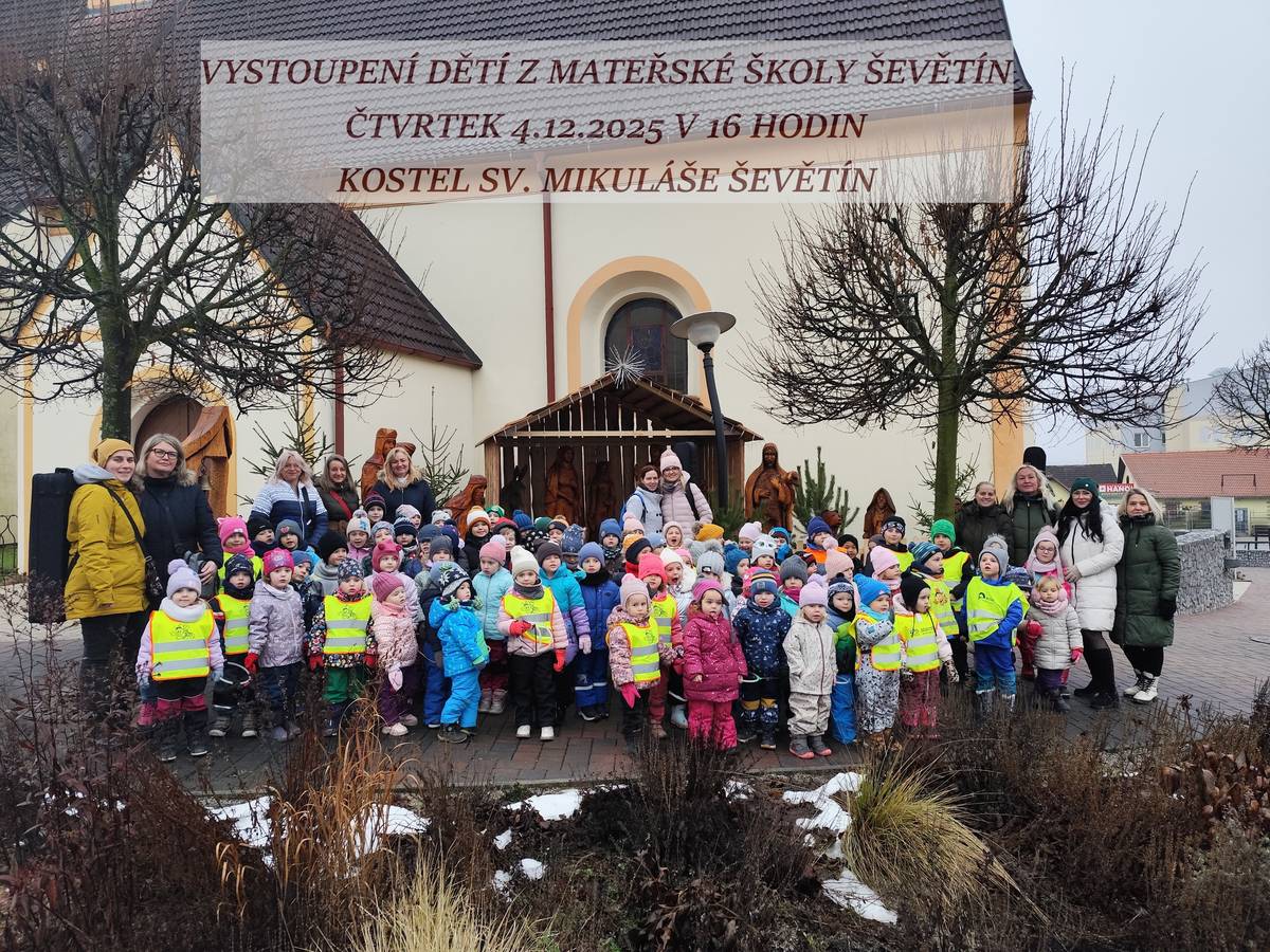 Děti z mateřské školy společně s paní učitelkami Vás srdečně zvou, dnes 4. prosince v 16.00 hodin, na vánoční vystoupení v místním kostele sv. Mikuláše.