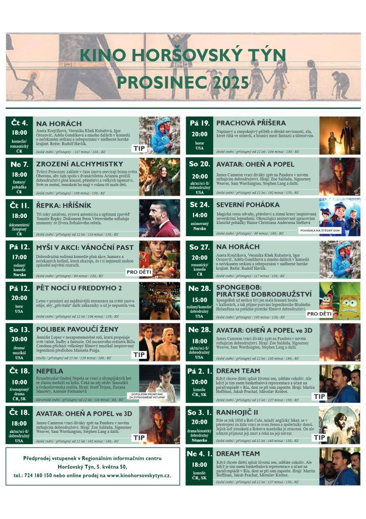 Přejeme krásný adventní čas z Horšovského Týna a srdečně zveme na adventní, vánoční koncerty, divadelní představení s mikulášskou nadílkou či tradiční vánoční jarmark s živým betlémem.  Nechybí ani filmové novinky v horšovskotýnském kině.  Kompletní program na www.mkzht.cz