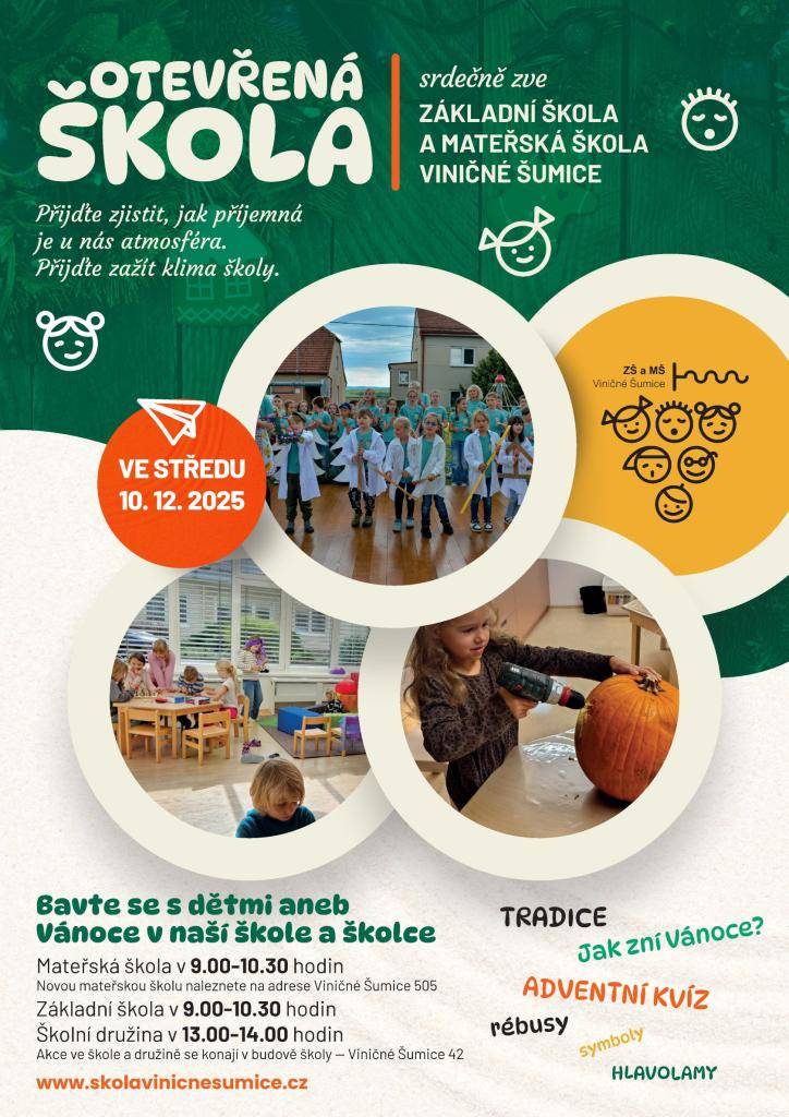 ZŠ a MŠ Vás zve na akci OTEVŘENÁ ŠKOLA