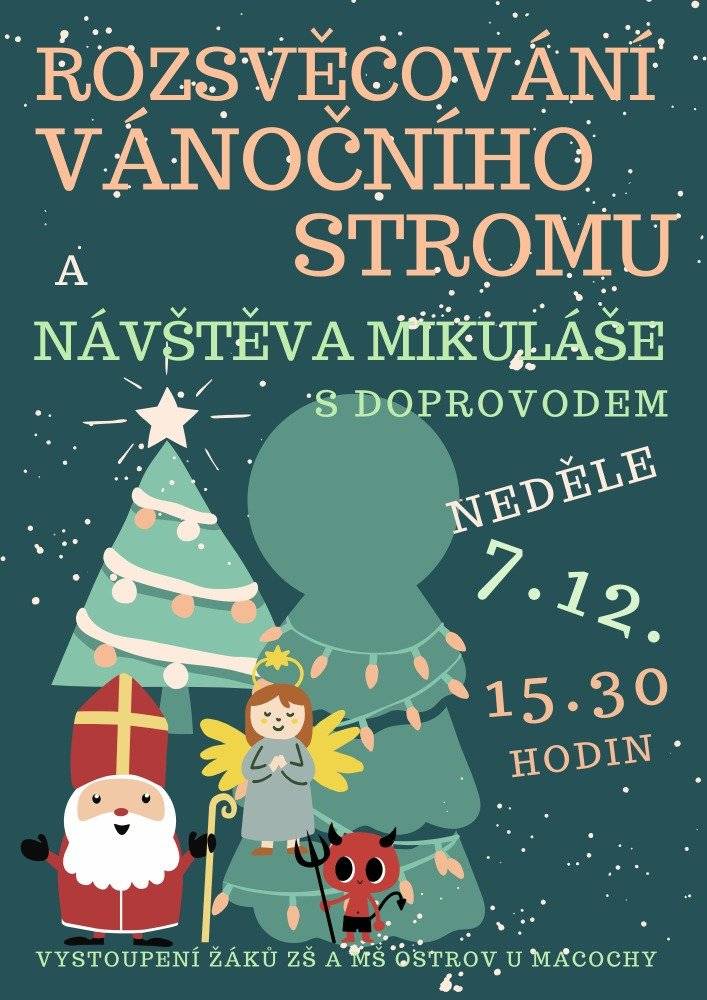 Rozsvěcování vánočního stromu a návštěva Mikuláše