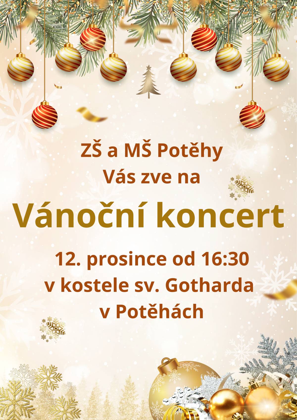 ZŠ a MŠ Potěhy vás srdečně zve na Vánoční koncert v kostele.